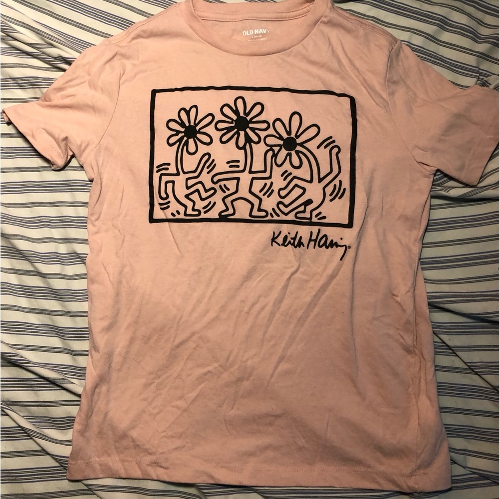 Old Navy Pink Keith Haring Graphic Tee Girls Large